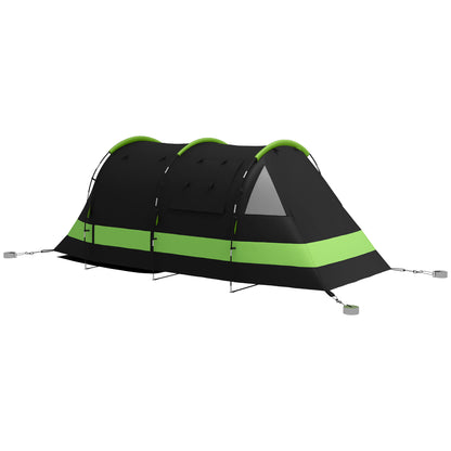 Outsunny Blackout Camping Tent for 4-5 Person, with Bedroom & Living Room, 3000mm Waterproof, for Fishing Hiking Festival, Black
