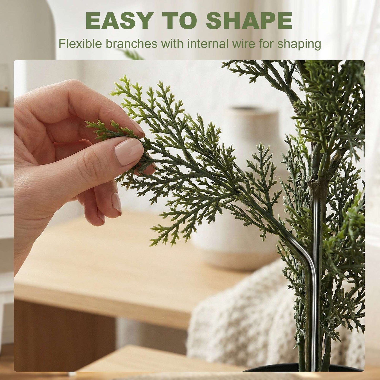 Set of 2 Artificial Cypress Trees | 120cm | 1092 PE Leaves | Shapeable Branches | Cement Base | No Maintenance | Green