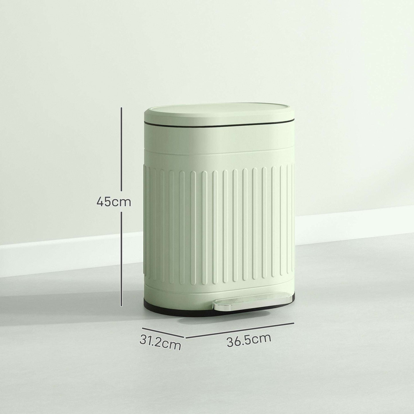 20 Litre Pedal Bin, Fingerprint Proof Kitchen Bin with Soft-close Lid, Metal Rubbish Bin with Foot Pedal and Removable Inner Bucket, Light Green