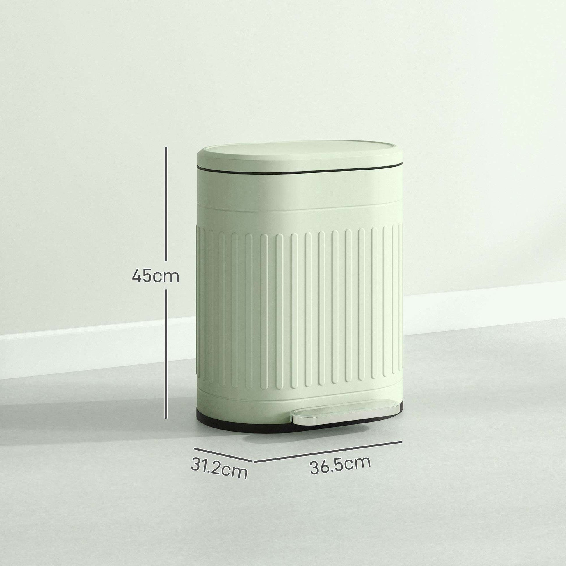 20 Litre Pedal Bin, Fingerprint Proof Kitchen Bin with Soft-close Lid, Metal Rubbish Bin with Foot Pedal and Removable Inner Bucket, Light Green