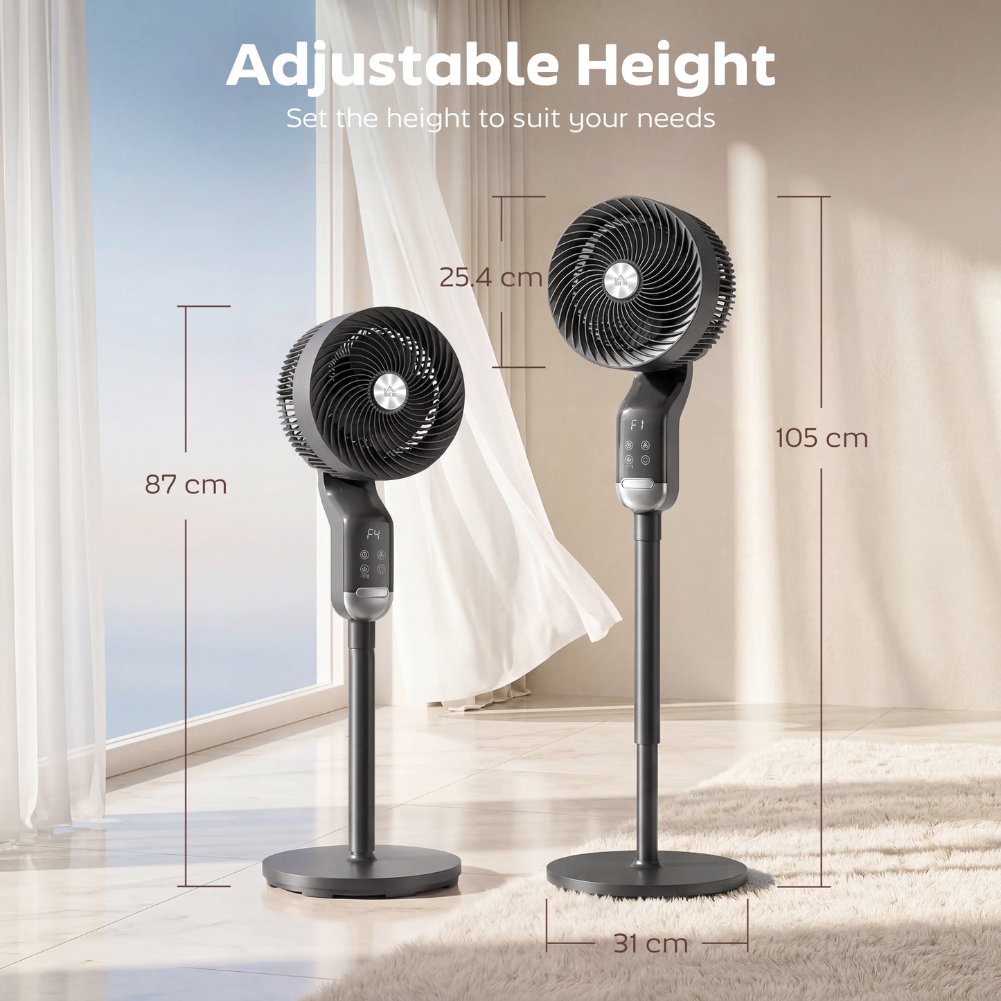Silent Standing Pedestal Fan | 41" | 20dB Sleep Mode | 8 Speeds | 85° Oscillation | 12H Timer | Remote | Aroma Box | Black