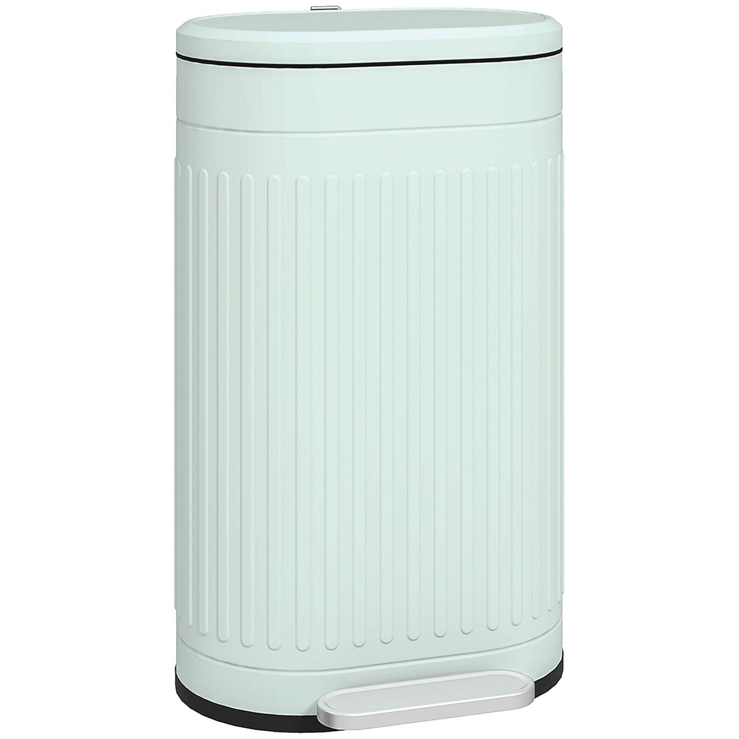 30 Litre Pedal Bin, Fingerprint Proof Kitchen Bin with Soft-close Lid, Metal Rubbish Bin with Foot Pedal and Removable Inner Bucket, Light Green