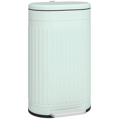 30 Litre Pedal Bin, Fingerprint Proof Kitchen Bin with Soft-close Lid, Metal Rubbish Bin with Foot Pedal and Removable Inner Bucket, Light Green