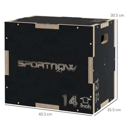 SPORTNOW Multi-Faceted Jump Box, Wooden Step Up Box, for Home, Gym, Exercise, Black