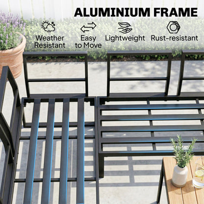 6-Piece Modular Garden Sofa Set | Dining Table | 8cm Cushions | Seats 6-8 | Grey