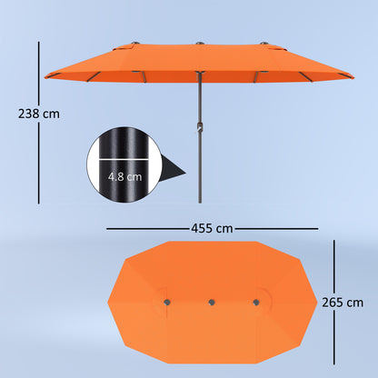 Outsunny 4.6m Double-Sided Garden Parasol - Orange