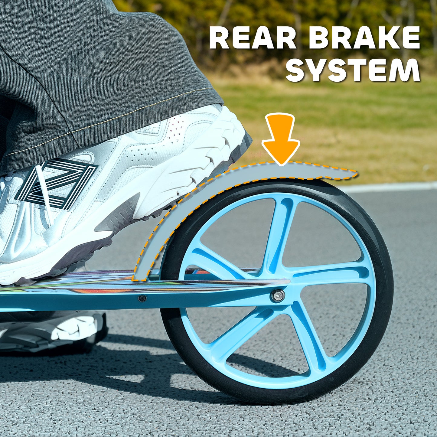 Foldable Kids Scooter with Adjustable Handlebar, 200mm Big Wheel, Rear Fender Brake, for Ages 6-12 Years, Blue / Green