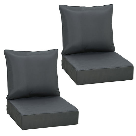 Outdoor Seat and Back Cushion Sets, 63L x 55W x 15Dcm Olefin Patio Deep Seating Chair Replacement Cushion for Rattan Sofa, Indoor or Outdoor Furniture, Dark Grey