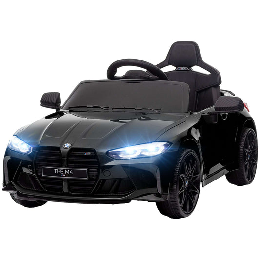 12V BMW M4 Licensed Kids Car with Easy Transport, Remote Control, Suspension, Music, Horn, LED Lights