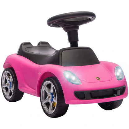 Porsche Licensed Kids Ride-On Push Car | Headlights | Horn & Start-Up Sound | Steering Wheel | PP Body | 30kg | Ages 18-36 Months | 75cm+ | 63x28.5x38cm | White / Pink / Black