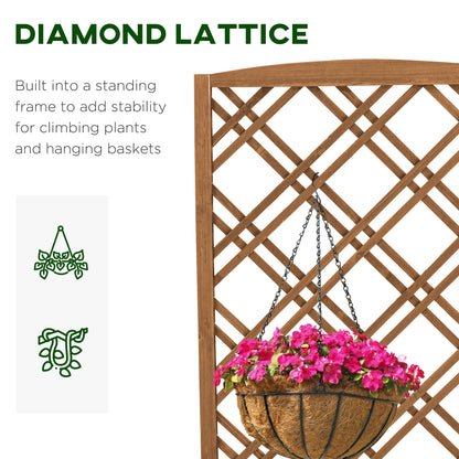 Fir Wood Raised Garden Bed with Lattice Trellis | 53.5x24cm Planting Area | Year-Round Outdoor Use | Climbing Plants Flowers Fruits & Herbs | Brown