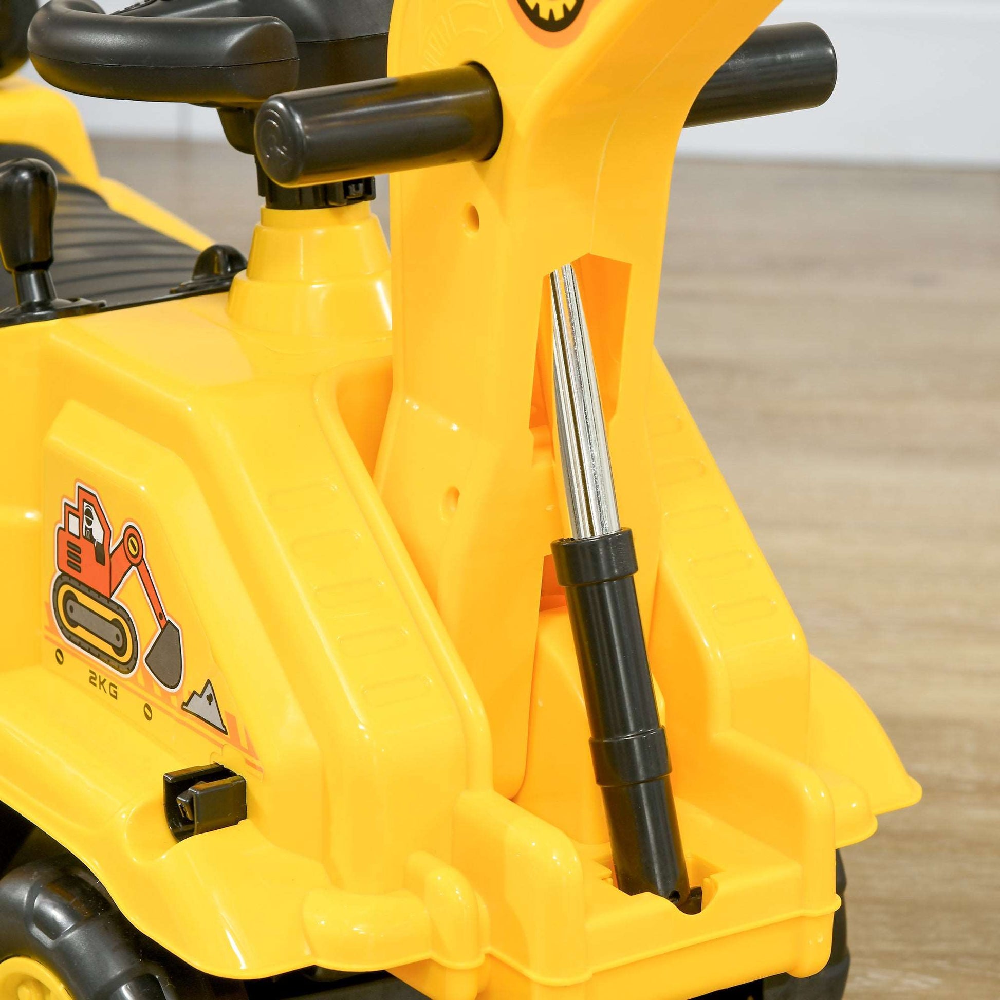 2 in 1 Toddler / Kids Ride On Tractor Pull Cart with Bucket, Under Seat Storage, Horn, High Backrest, for 1.5-4 Years Old, Yellow