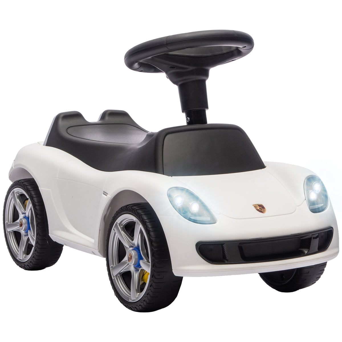 Porsche Licensed Kids Ride-On Push Car | Headlights | Horn & Start-Up Sound | Steering Wheel | PP Body | 30kg | Ages 18-36 Months | 75cm+ | 63x28.5x38cm | White / Pink / Black