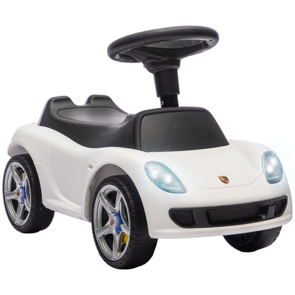 Porsche Licensed Kids Ride-On Push Car | Headlights | Horn & Start-Up Sound | Steering Wheel | PP Body | 30kg | Ages 18-36 Months | 75cm+ | 63x28.5x38cm | White / Pink / Black