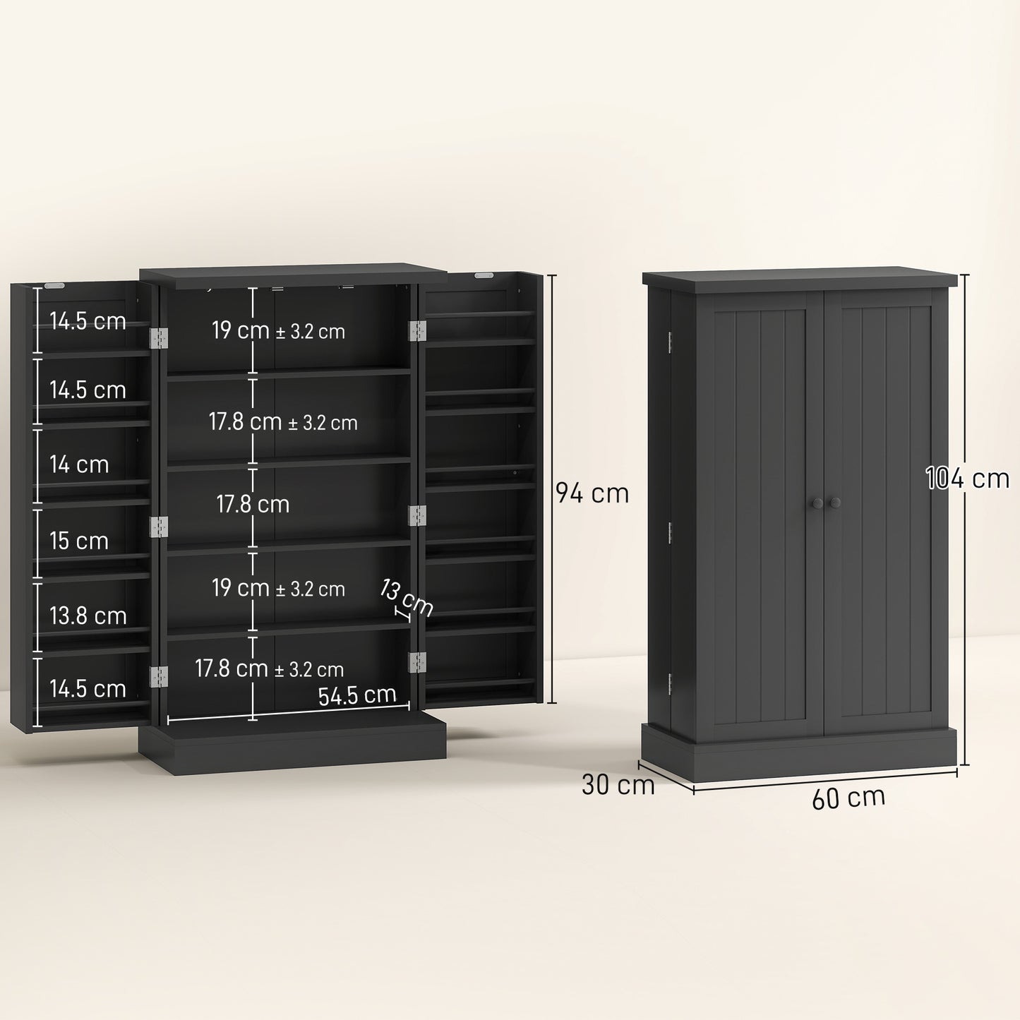 Kitchen Cupboard, Freestanding Multi-Storage Kitchen Pantry Cabinet with Adjustable Shelves, Black