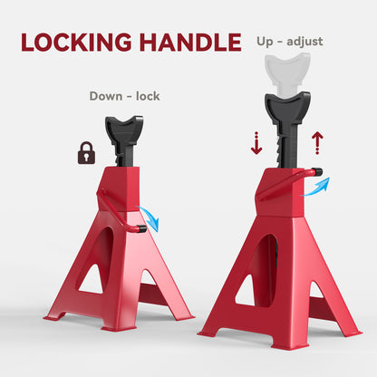 Axle Stands 3 Ton Car Jack Stands Pack of 2, 38.5-60 cm Height Adjustable Support Jack Stand, Heavy Duty Car Lift Tool for Vehicles, Workshops