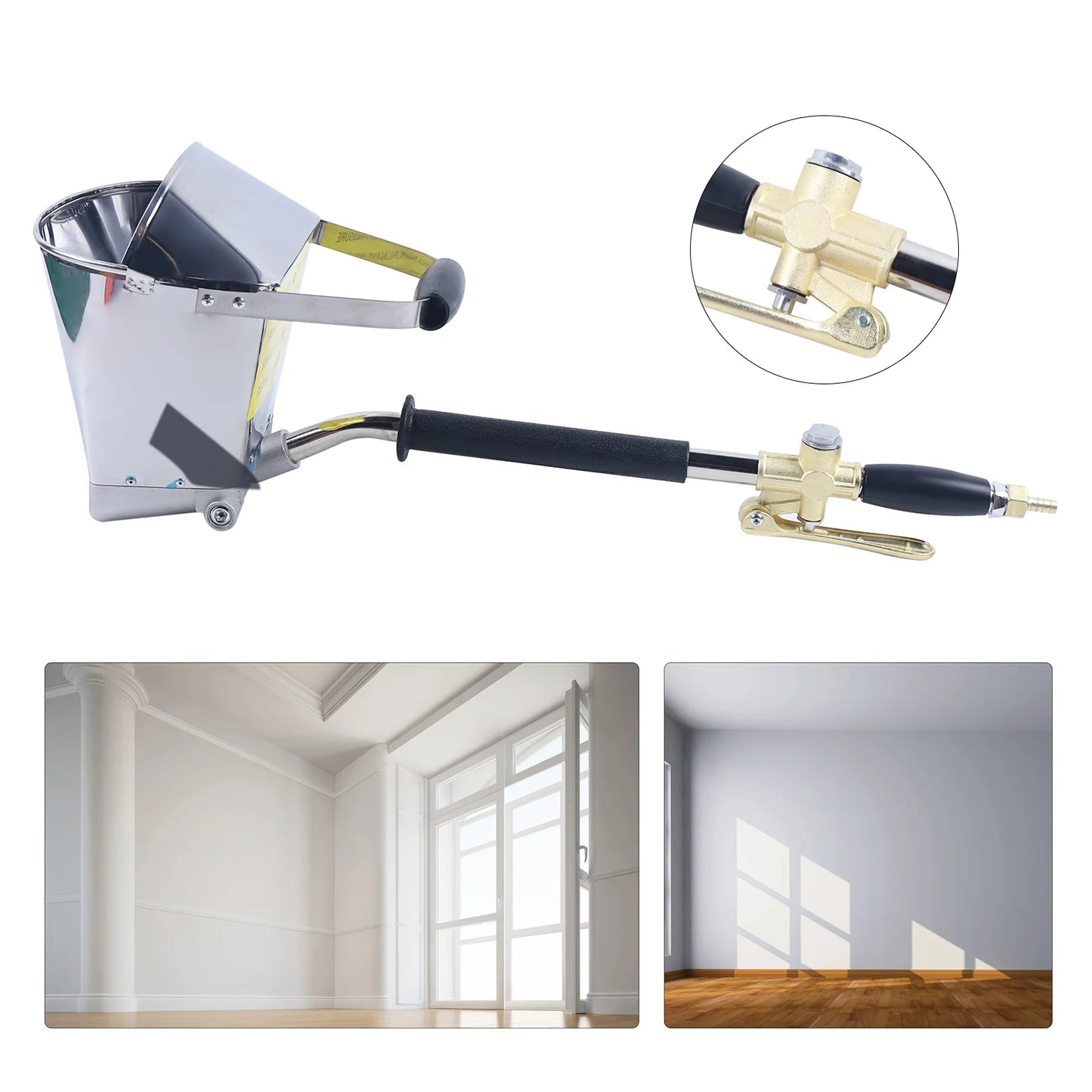 Cement Mortar Sprayer Gun For Wall And Ceiling - Stucco 4 Jet Plaster Hopper Rapid Uniform Painting Tool Dual Use