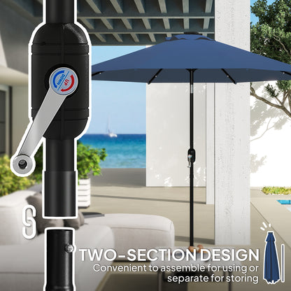 Outsunny 2.7m Outdoor Garden Umbrella with 24 LEDs Lights, Blue