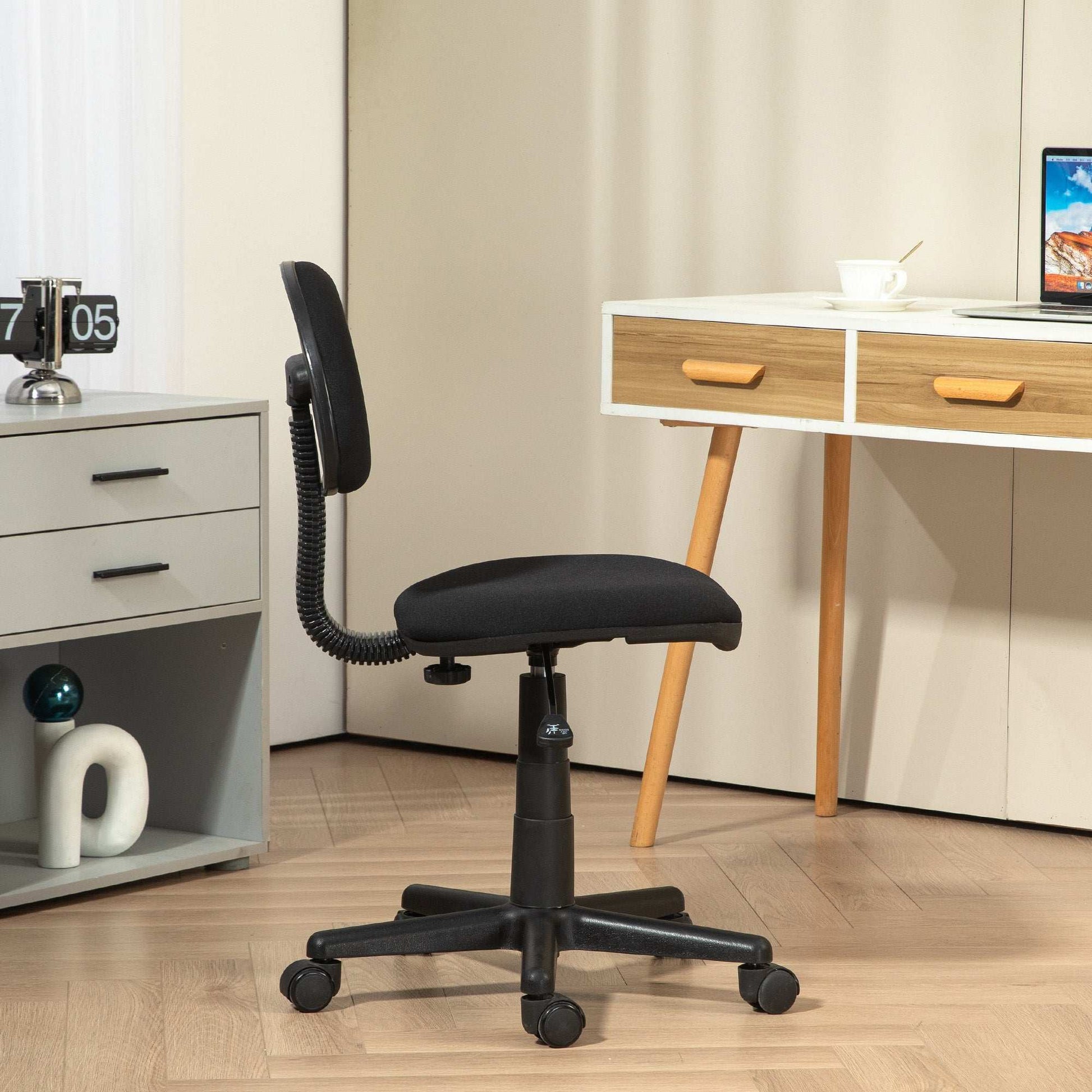 Small Simple Armless Office Chair - Black