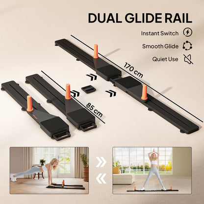 Push Up Board Set of 2, Portable Press Up Board with Dual Glide Rails, Knee Pad, Pushup Stand Pilates Reformer Machine for Home Gym, Multifunctional Workout Equipment