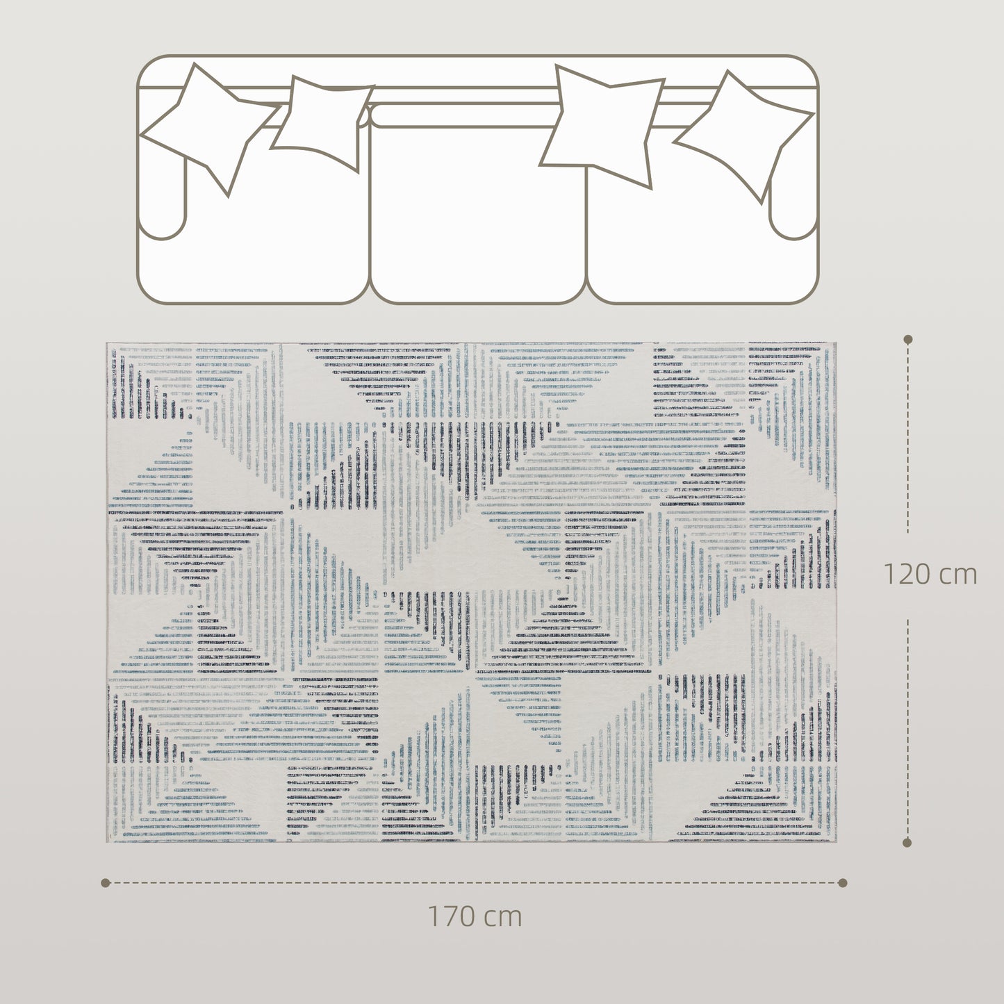 Modern Geometric Area Rug | Machine Washable | 100% Polyester Plush | TPR Non-Slip Backing | 170x120cm | Multi-Coloured Mixed Grey | Living Room Bedroom Dining Room Home Office
