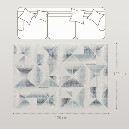 Modern Geometric Area Rug | Machine Washable | 100% Polyester Plush | TPR Non-Slip Backing | 170x120cm | Multi-Coloured Mixed Grey | Living Room Bedroom Dining Room Home Office