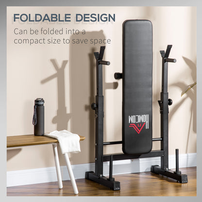 Adjustable Weight Bench Foldable Bench Press, with Barbell Rack, Black