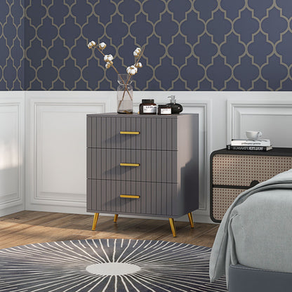 Bedroom Chest of Drawers, Modern 3-Drawer Dresser, Storage Drawer Unit with Aluminium Legs, Dark Grey