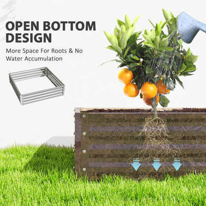 Square Galvanised Steel Raised Garden Bed | Open Bottom | 30cm High Panels | Slot-Together Assembly | Year-Round Outdoor Use | 120x120x30cm | Silver