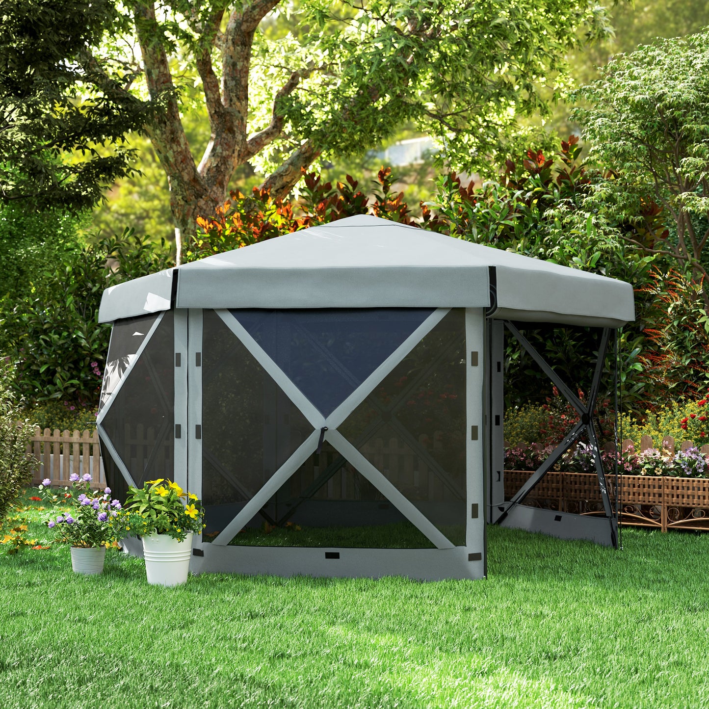 3 x 3(m) Hexagon Pop Up Gazebo with 5 Sides and Carry Bag, Waterproof, UV Resistant Party Tent Instant Event Shelter for Garden, Patio