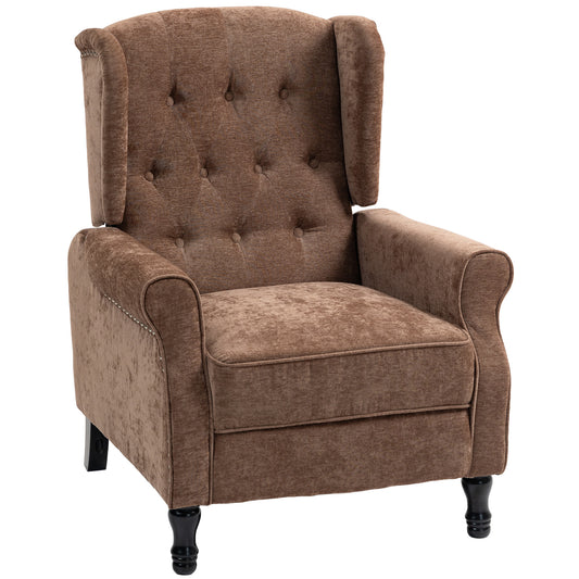 Retro Vintage Style 150° Reclining Armchair, with footrest - Brown / Dark Green / Beige