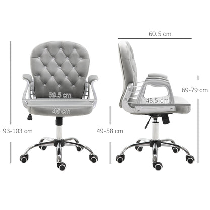 Vinsetto Height Adjustable Home Office Chair, Button Tufted Computer Chair with Padded Armrests and Tilt Function