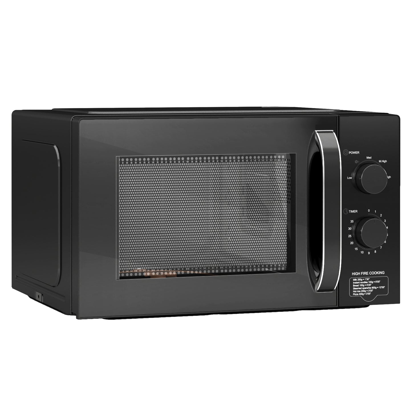 23L 800W Microwave Oven, Solo Manual Microwave with 5 Power Levels, Defrost, 60 Minutes Timer, Clock, Easy Clean, Small Black Microwave