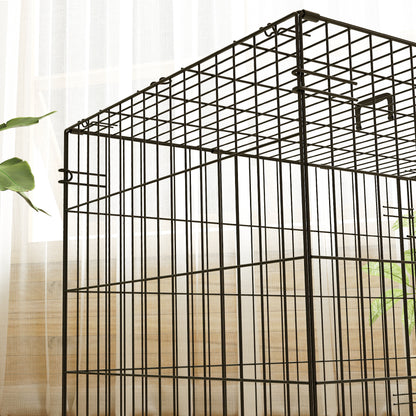 Foldable Dog Crate S | 2 Doors | Soft Washable Cushion | Removable ABS Tray | Small Dogs up to 10kg | 76 x 53 x 60cm | Black