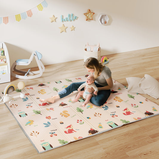 AIYAPLAY Foldable Baby Play Mat Double-Sided, Reversible Foam Soft Crawling Mat for Toddlers, for Bedroom, Nursery and Playroom