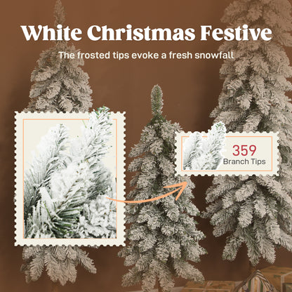 Set of 3 Pencil Flocked Christmas Tree, 3ft 4ft 5ft