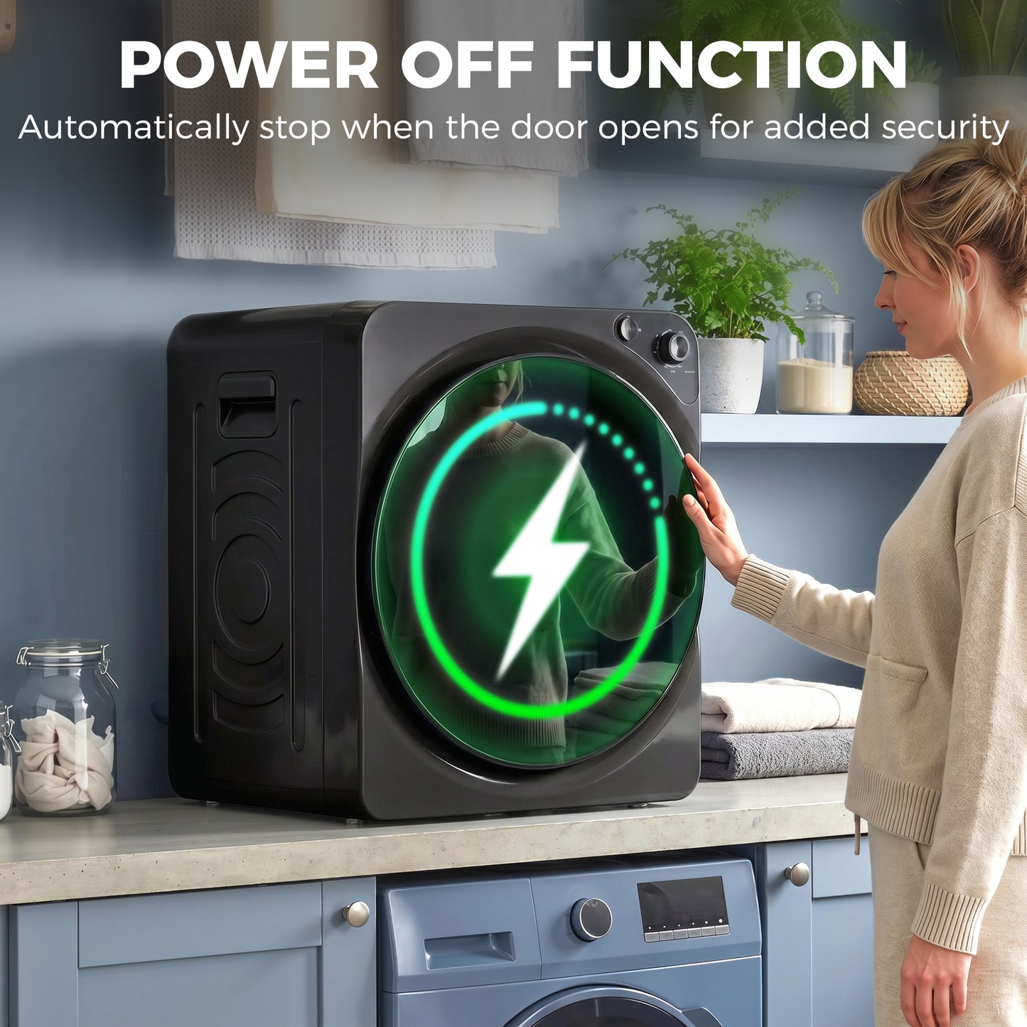 Compact Vented Tumble Dryer | 5kg | 1000W | 5 Drying Modes | Stainless Steel Drum | Stackable | 54dB | Black