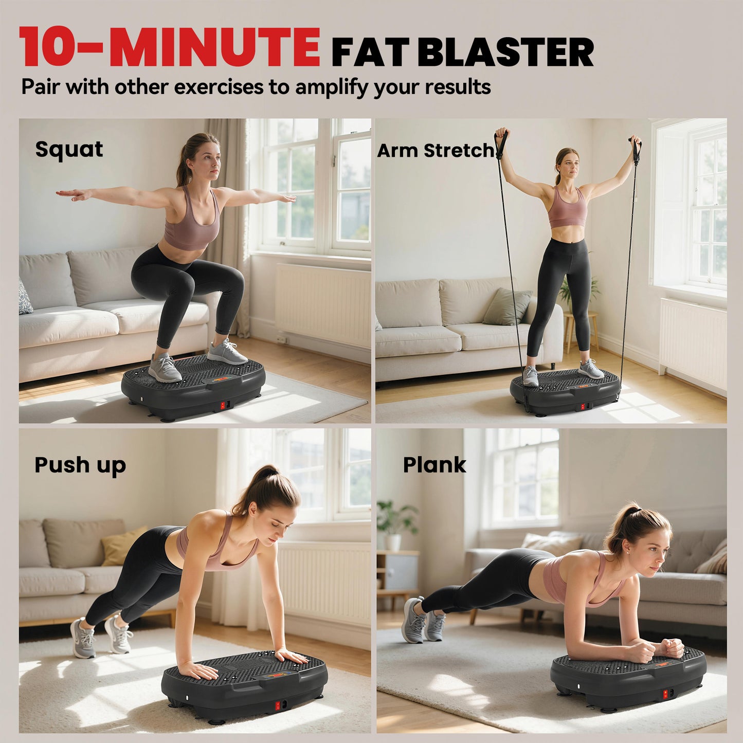 SPORTNOW Vibration Plate Exercise Machine with 120 Speed Levels, 5 Programs, Quiet Vibrating Plate with Resistance Bands