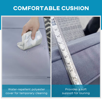 Outdoor Sun Lounger Set of 2, Multi-position Backrest Adjustable Sunbed Daybed with Removeable & Washable Cushion, for Patio, Garden, Dark Grey