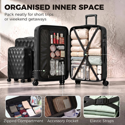 3-Piece Hard Shell Suitcase Set | TSA Lock & 360° Spinner Wheels | 20/24/28 Inch Carry-On & Checked Luggage | Black or Green