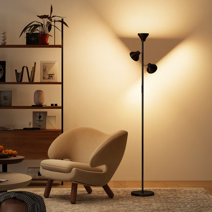Three-Lamp Multi-Adjustable Floor Light - Black