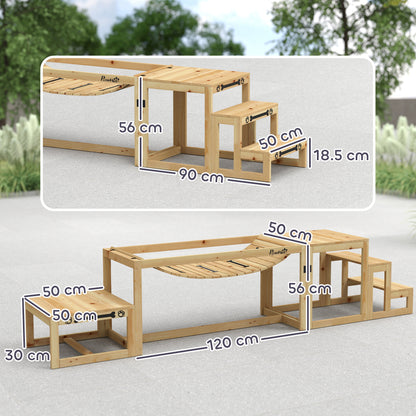 3-Piece Dog Agility Training Set | Flexible Bridge | Pause Platform | Pet Stairs | Solid Fir Wood | 50kg Per Piece | Suits Dogs Up to 40kg | Natural Wood Finish