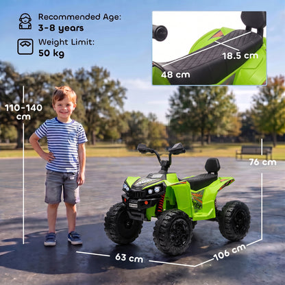 24V 2-Seater Electric Ride-On ATV Quad Bike | 4-6 km/h Forward & Reverse | 70-Minute Battery | 50 kg Capacity | Ages 3-8 | Green, Pink or Black