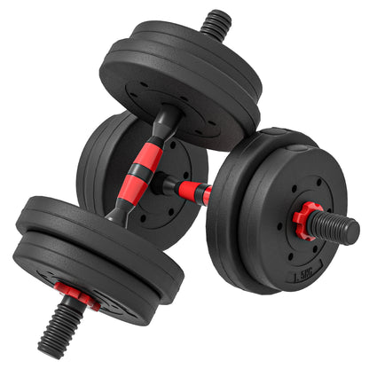 HOMCOM 2-in-1 Adjustable Dumbbell & Barbell Set 15kg | Home Gym Free Weights | Bicep Curl, Squat & Press Training | Black