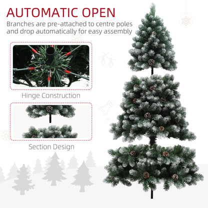 6ft Artificial Pine Christmas Tree with 774 Branch Tips and Steel Base, Realistic Hinged Tree with Pinecones, Holiday Décor for Home Office, Green