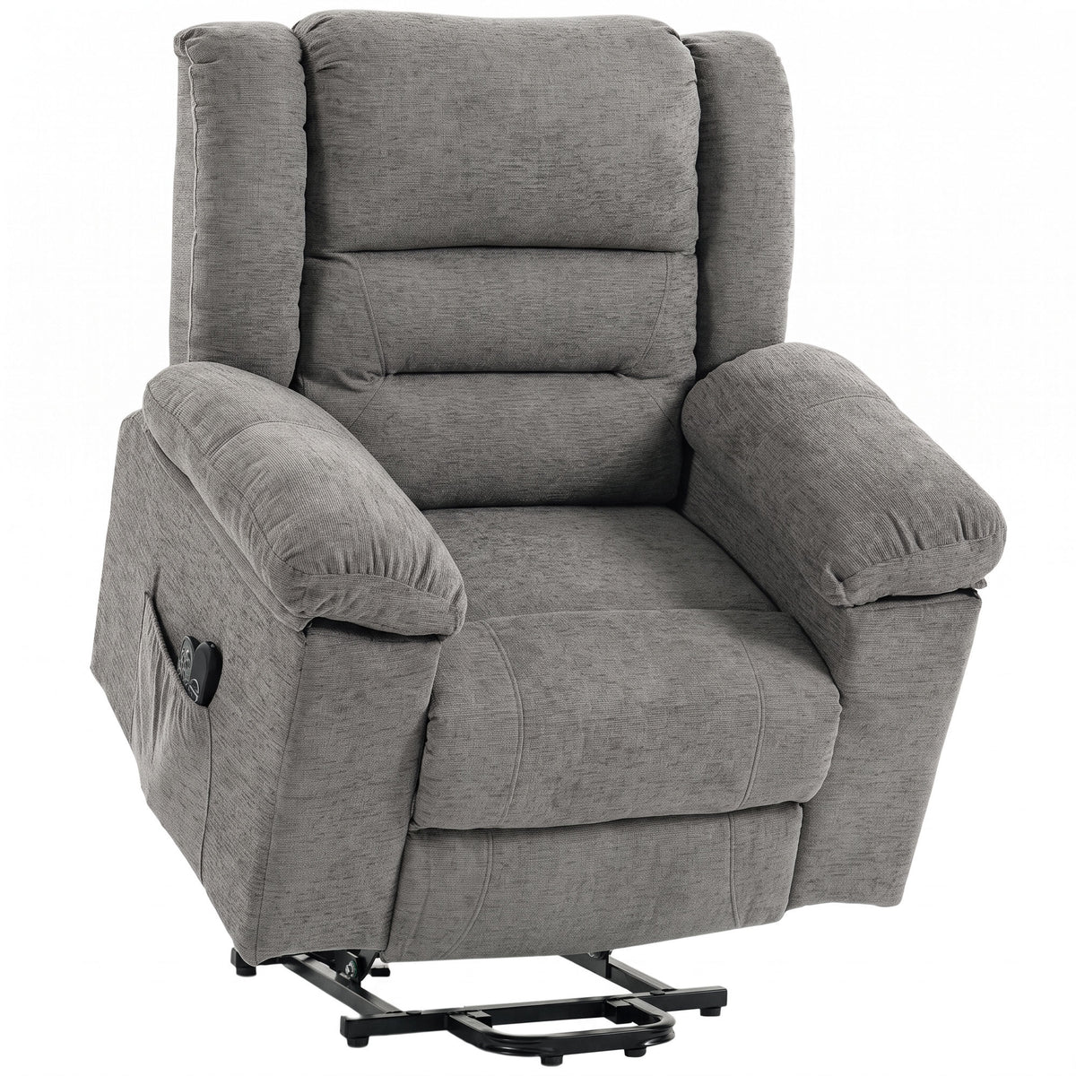 Grey Riser Recliner Chair | Electric Power Lift, 8-Point Massage, Lumbar Heat & USB Charging | Wide Seat, 120kg