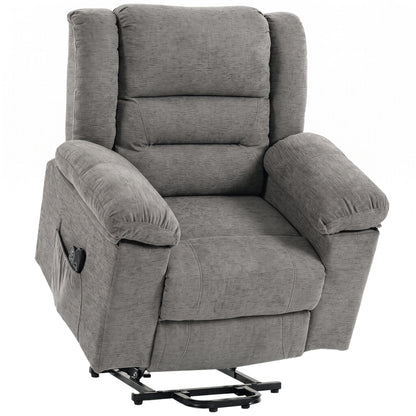 Grey Riser Recliner Chair | Electric Power Lift, 8-Point Massage, Lumbar Heat & USB Charging | Wide Seat, 120kg
