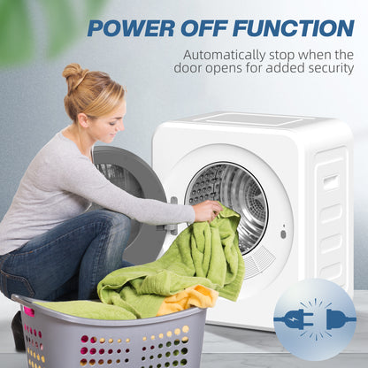 4kg Vented Tumble Dryer, 800W Compact Freestanding Front Tumble Dryer with Stainless Steel Tub and Customisable Timer, Wall-Mounted Portable Small Clothes Drying Machine, White