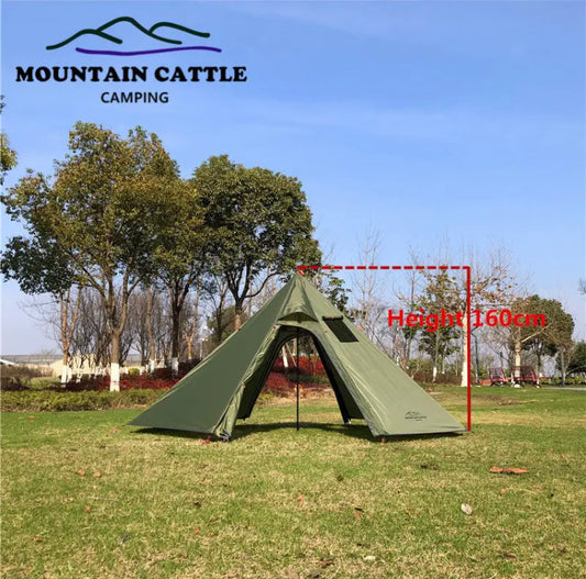 Ultralight Camping Pyramid Tent Rainproof Bushcraft Tent Hight 1.6M/2.2M Outdoor Backpacking Shelter For Birdwatching Cooking