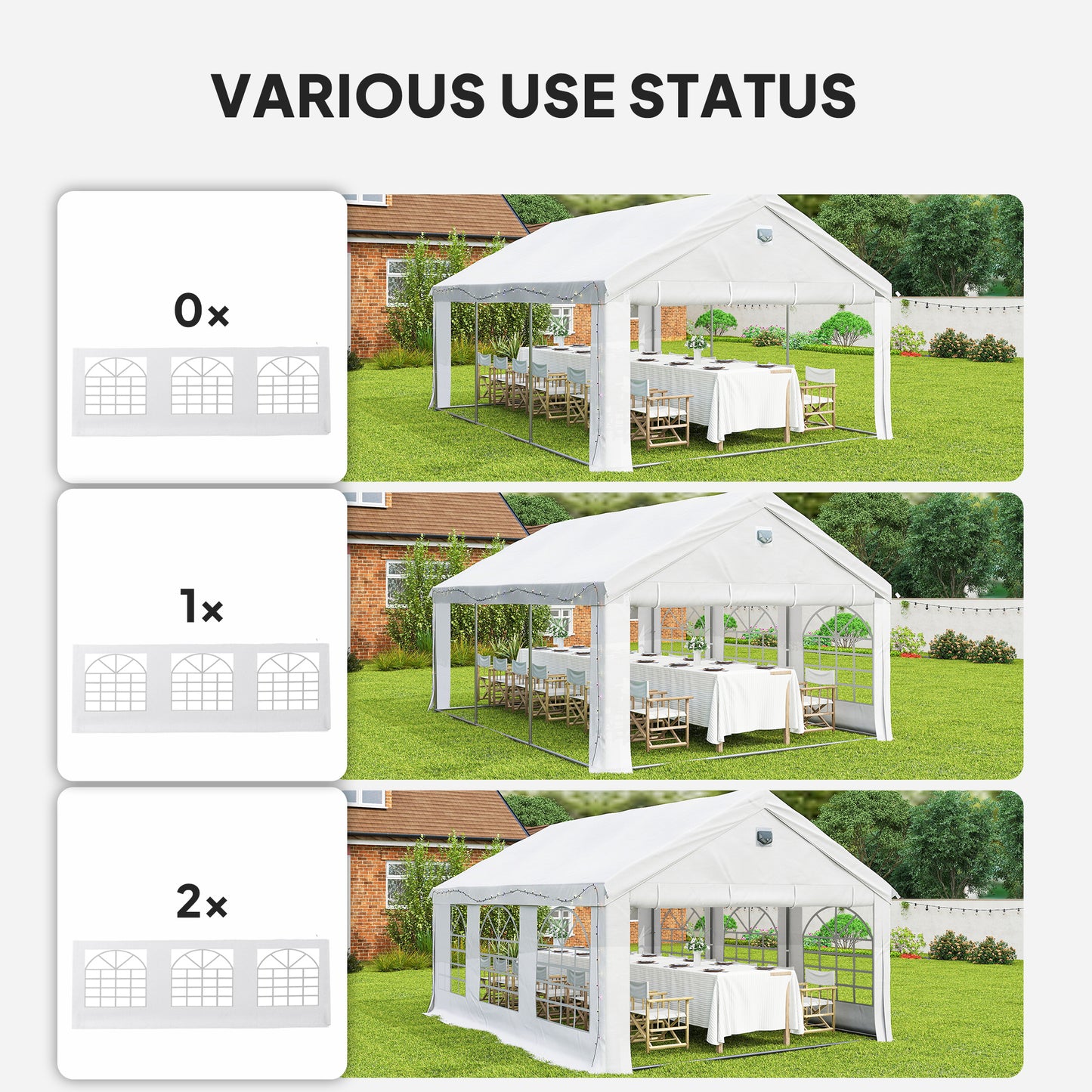 6x4m Party Tent Marquee | Galvanised Steel | UPF30+ Canopy | 2 Windows & Doors | 20 Stakes | White
